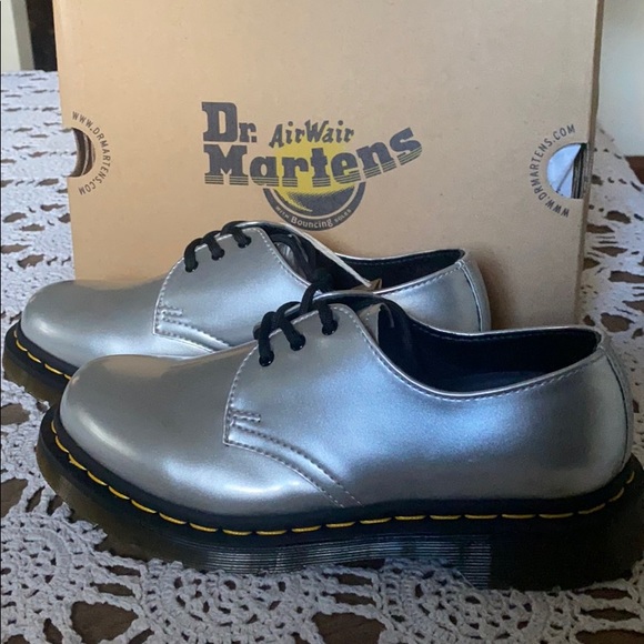 dr martens vegan silver